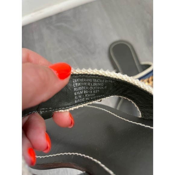 Tory Burch Mini Benton Gold Chain Band Flat Sandals Poblano Yonder Womens 6.5M - Picture 4 of 10